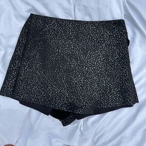 Black metallic cheetah skort